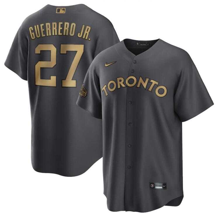 Blue Jays 27 Vladimir Guerrero Jr. Charcoal Nike 2022 MLB All-Star Cool Base Jersey Dzhi,We sell and wholesale Blue Jays 27 Vladimir Guerrero Jr. Charcoal Nike 2022 MLB All-Star Cool Base Jersey Dzhi on line form chian!